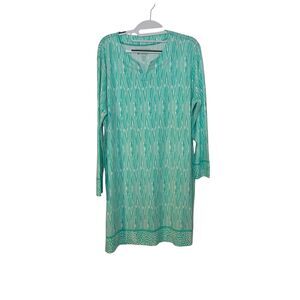 Coolibar Womens Blue Green 50UPF Long Sleeve Dress XXL Beach Vacation Cruise